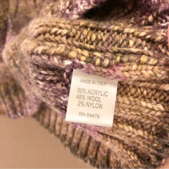 Anthropologie Elsamanda Italian Wool Cable Knit Striped Sweater Brown Purple M - Picture 4 of 5